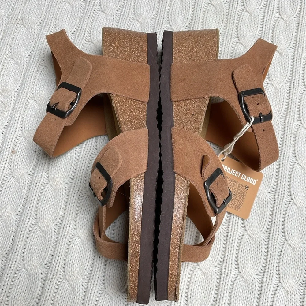 NWT women’s Project Cloud Sz 8 strappy sandals Leather insole memory foam buckle - Picture 13 of 14